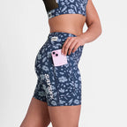 W Flower Combat+ Short Tights 7" | Blue Flower