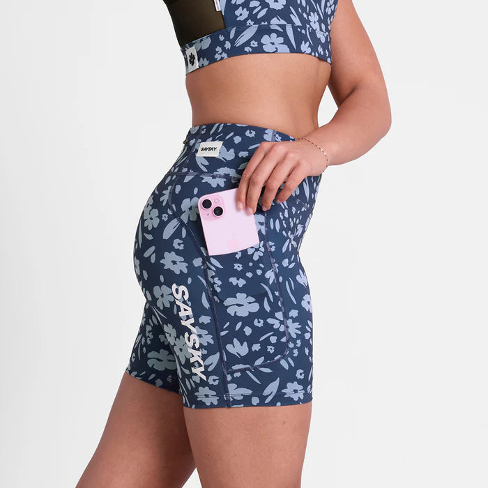 W Flower Combat+ Short Tights 7" | Blue Flower