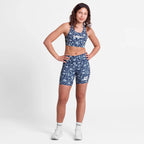 W Flower Combat+ Short Tights 7" | Blue Flower