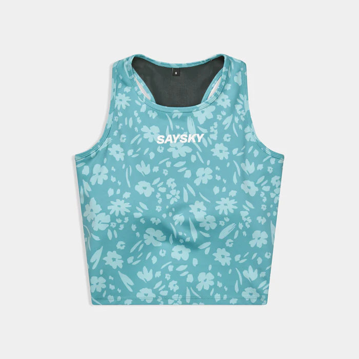 W Flower Combat Crop Top | Light Blue Flower
