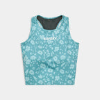 W Flower Combat Crop Top | Light Blue Flower