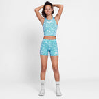 W Flower Combat Crop Top | Light Blue Flower