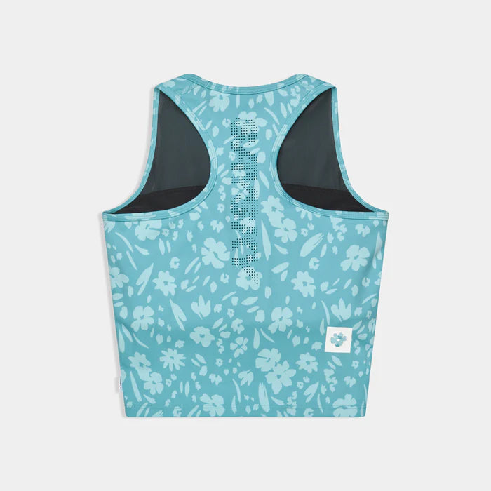 W Flower Combat Crop Top | Light Blue Flower