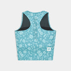 W Flower Combat Crop Top | Light Blue Flower